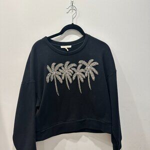 Maje Black Palm Tree Embellished Sweatshirt Size 1